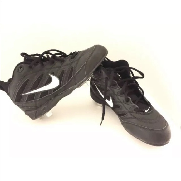 Nike Air Mid Cut Football Soccer Cleats Men Shoes Leather Black white 7 - Picture 1 of 9